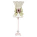 Scroll Glass Ball Table Lamp in Pink with Ivory Scallop Hourglass Shade