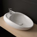 Moai Vessel Sink with Single Faucet Hole in White