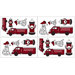 Fire Truck Collection Wall Decal Stickers 