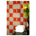 Monogram Shower Curtain in Coral and White