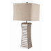 Striped Nickel Table Lamp in Brushed Nickel