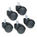 Doublewheel Nylon Casters, Flat Stem, Matte Black, Five per Set                                                              