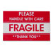 Shipping Label, Fragile/Handle W Care, 500 per Roll, Red