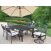 Rochester 9 Piece Dining Set with Cushions and Umbrella