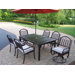 Rochester 9 Piece Dining Set with Cushions and Umbrella