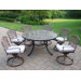 Tuscany Stone Art 7 Piece Swivel Chair Dining Set