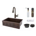 Hammered Apron Single Basin Kitchen Sink with Fleur De Lis with ORB Pull Down Faucet and Drain
