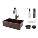 Hammered Apron Single Basin Kitchen Sink with Scroll Design with ORB Pull Down Faucet and Drain