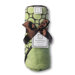 Terry Velour Hoodie Towel in Pastel Lime with Brown Mod Circles