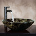 Karisma Hand Carved Round Vessel Sink in Brown/Olive