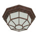  Flush Mount with Frosted Glass in Old Bronze