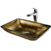 Rectangular Glass Vessel Sink and Fountain Faucet Set