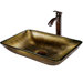 Rectangular Glass Vessel Sink and Bronze Faucet Set