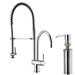 Two Handle Widespread Pull-Out Spray Bar Faucet with Soap Dispenser