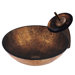 Gold and Copper Tempered Glass Vessel Sink with Matching Waterfall Faucet
