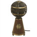 Fargo Desktop Fan with Burgundy Faux Leather in Brushed Brass