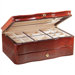 Scalloped Front Teak 4.5" High Jewelry Box in Brown Stain