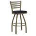 Steel Ladder Back Swivel Stool - Upholstered Seat