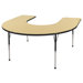 60" x 66" Horseshoe Shaped Adjustable Activity Table in Maple