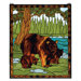 Lodge Animals Brown Bear Stained Glass Window