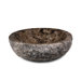 Round Marble Vessel Sink  with Rough Exterior in Dark Emperador