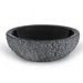 Round Stone Vessel Sink with Rough Exterior in Black Granite