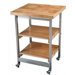 All Purpose Folding Kitchen Cart with Wood Top
