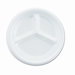 Non-Laminated Foam Dinnerware, 3-Compartment Plates, 9" Diameter, White, 500/CT
