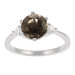 Sterling Silver Round Smoky Quartz with CZ Ring