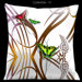 Butterflies and Beauty Green and Red 18" Square Satin Pillow