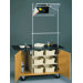 Mobile Science Demonstrator Table with Overhead Mirror and Black HPL Top in Light Oak