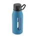 16 Oz Classic Glass Water Bottle with Black Lid and Jacket in Cobalt