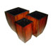 Three Piece Wooden Curved Tapered Square Planter Set in Reddish Brown