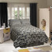 Flower Skulls Comforter Set in Black / Tan