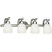 Four Light Vanity Light with Satin Shade in Brushed Nickel