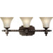 Three Light Vanity Light with Umber Mist Glass Shade in Antique Bronze