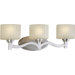 Three Light Vanity Light with Umber Linen Glass Shade in Brushed Nickel