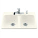 Brookfield Self Rimming Kitchen Sink in Biscuit with Three Hole Faucet Drilling