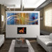 Abstract by Ash Carl Metal Wall Art in Blue and Yellow - 23.5" x 60"