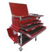 Dlx Service Cart W/Locking Top 4-Drawers Red