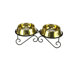 Double Diner Dog Stand with 2 Bowls in Gold