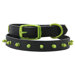 15" Genuine Leather Cat / Puppy Collar with Spikes in Corona Lime