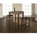 Three Piece Pub Dining Set with Cabriole Leg Table and Saddle Seat Barstools in Vintage Mahogany