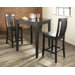 Three Piece Pub Dining Set with Tapered Leg Table and Shield Back Barstools in Black