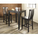 Three Piece Pub Dining Set with Tapered Leg Table and Barstools in Black