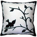 Hollohaza Bird Pillow in Black and White with Glacier Accent