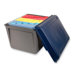 File Tote,18-5/16"x14-1/16"x12-3/8",Gray Base w/ Blue Lid