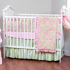 Flower Basket 4 Piece Crib Bedding Set in Pink / Green