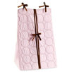 Quilted Circles Diaper Stacker in Pink and Chocolate