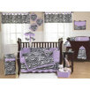Purple Funky Zebra 9 Piece Crib Bedding Set